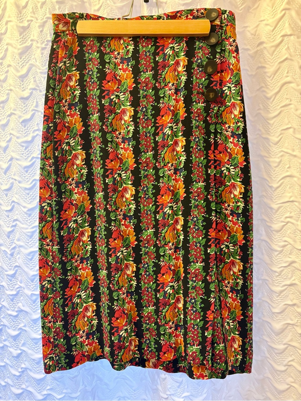Sézane Floral Button-Detail Midi Skirt